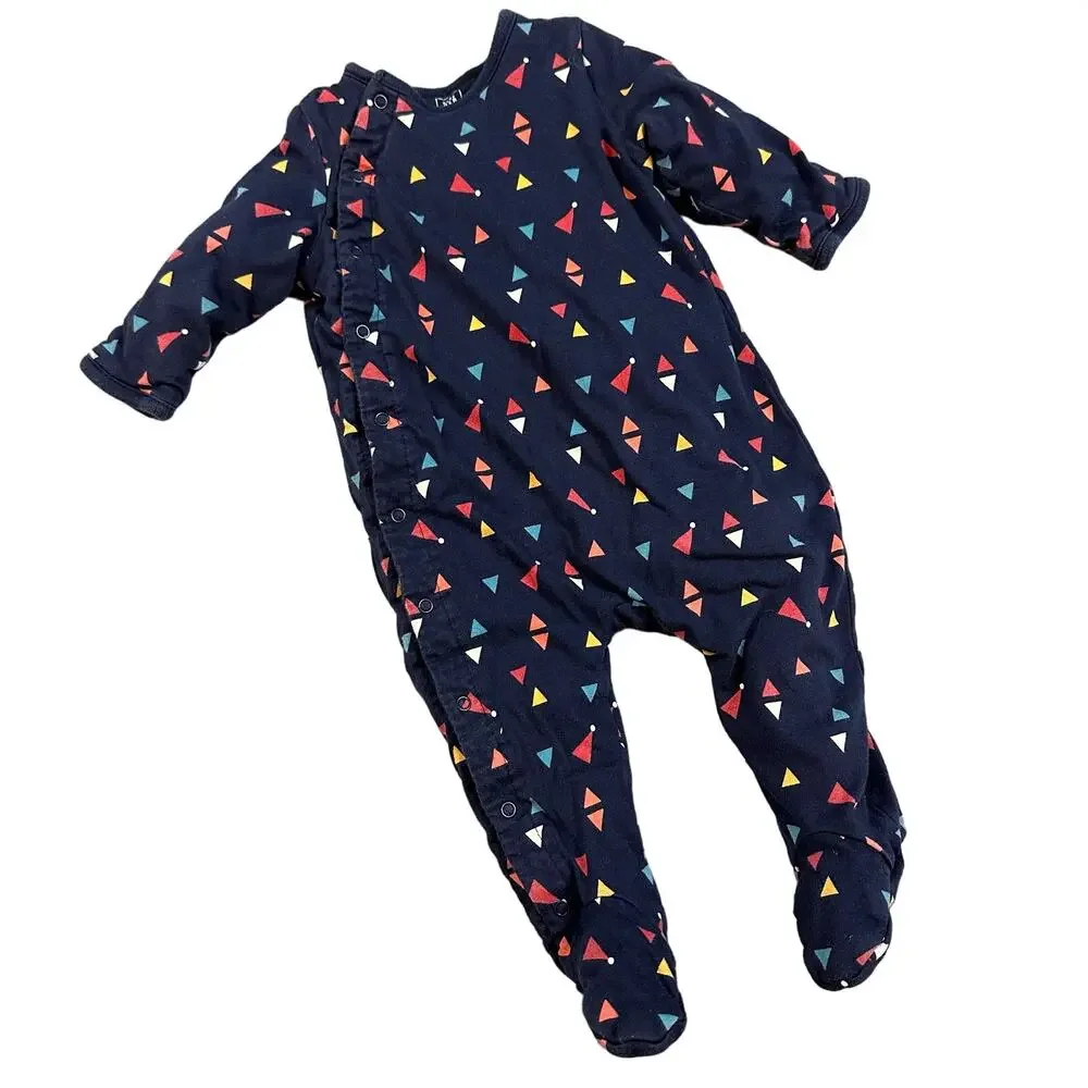 Baby Gap Blue Triangle Bunting Snowsuit Padded Sleeper PJs Footie 3-6 Months